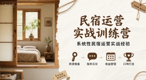 民宿运营实战训练营，系统性民宿运营实战经验-禾谷轻创网
