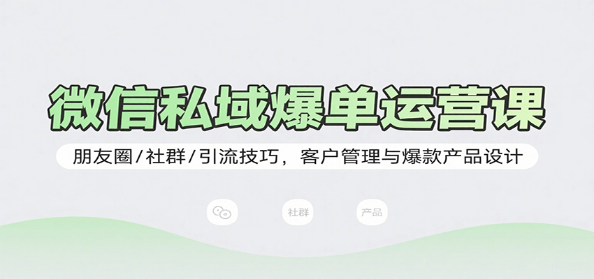 微信私域爆单运营课：朋友圈/社群/引流技巧，客户管理与爆款产品设计-禾谷轻创网
