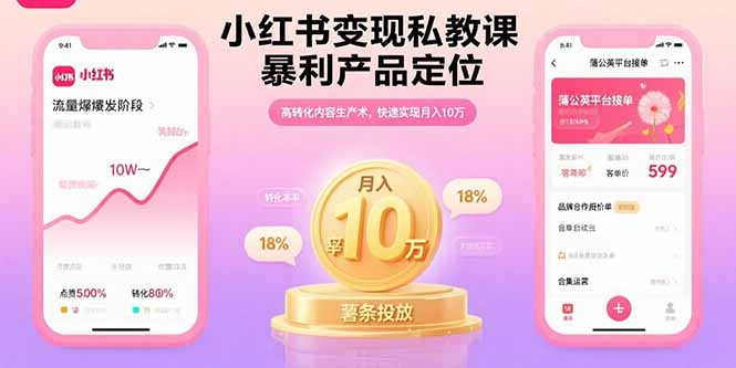 小红书变现私教课，暴利产品定位，高转化内容生产术，快速实现月入10万-禾谷轻创网