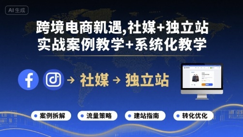 跨境电商新机遇，社媒+独立站，实战案例教学+系统化教学-禾谷轻创网