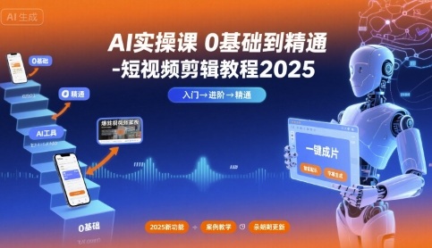 AI实操课0基础到精通-短视频剪辑教程2025-禾谷轻创网
