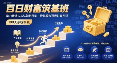 百日财富筑基班，助力普通人从认知到行动，带你解锁顶级财富密码-禾谷轻创网