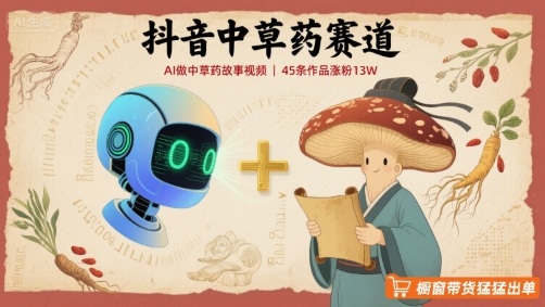 抖音中草药赛道，用AI做中草药故事视频，45条作品涨粉13W，橱窗带货猛猛出单-禾谷轻创网