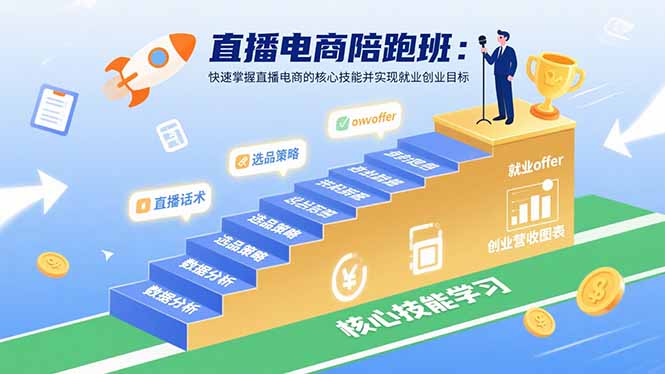 直播电商陪跑班：快速掌握直播电商的核心技能并实现就业/创业目标-禾谷轻创网