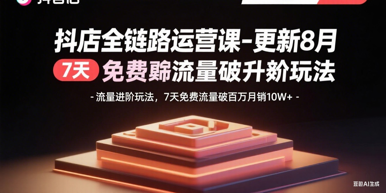 抖店全链路运营课-更新8月：流量进阶玩法，7天免费流量破百万月销10W+-禾谷轻创网
