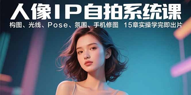 人像IP自拍系统课：构图、光线、Pose、氛围、手机修图 15章实操学完即出片-禾谷轻创网