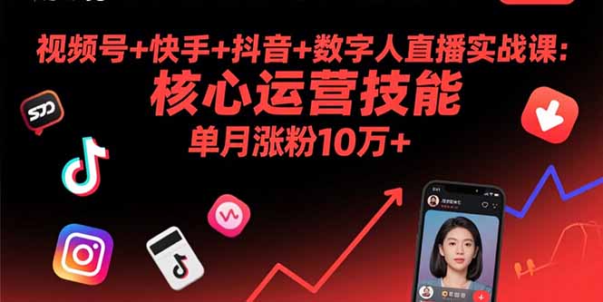 视频号+快手+抖音+数字人直播实战课(9月-禾谷轻创网
