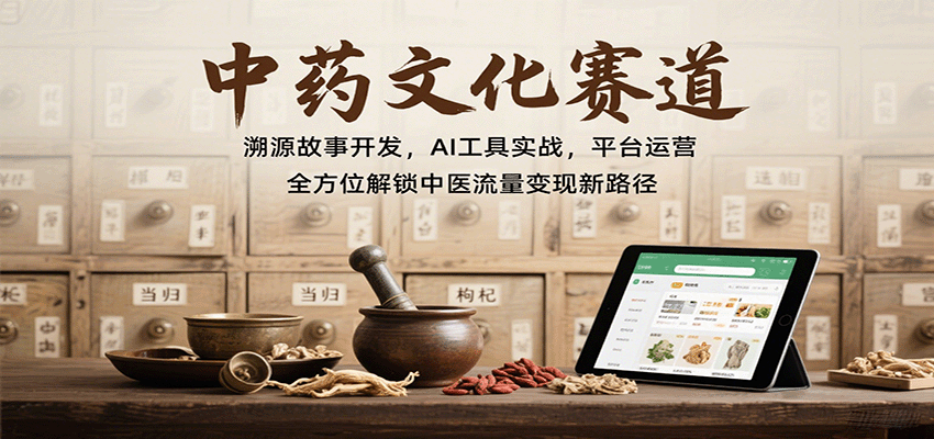 中药文化赛道：溯源故事开发，AI工具实战，平台运营，全方位解锁中医流量变现新路径-禾谷轻创网