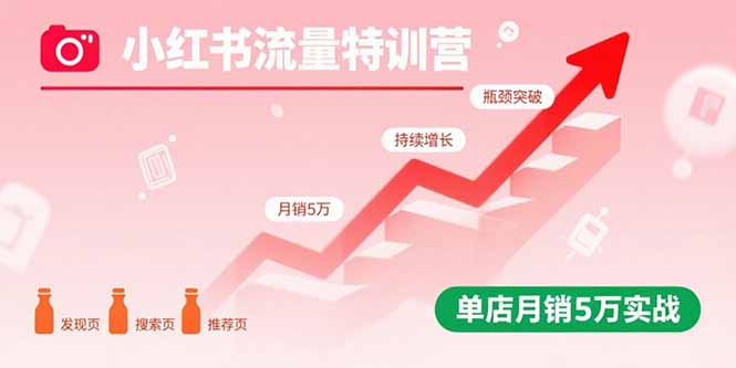 小红书流量特训营：突破流量瓶颈，实现店铺持续增长，单店月销5万实战-禾谷轻创网