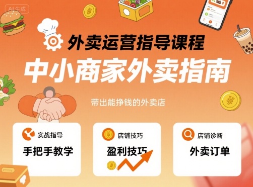 外卖运营指导课程，中小商家外卖指南，手把手带出能挣钱的外卖店-禾谷轻创网