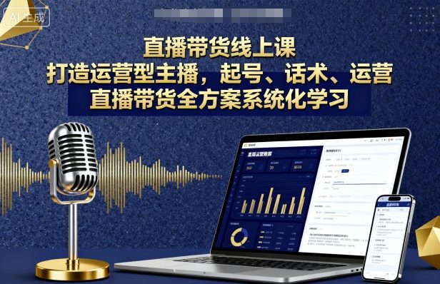 直播带货线上课，打造运营型主播，起号、话术、运营，直播带货全方案系统化学习-禾谷轻创网