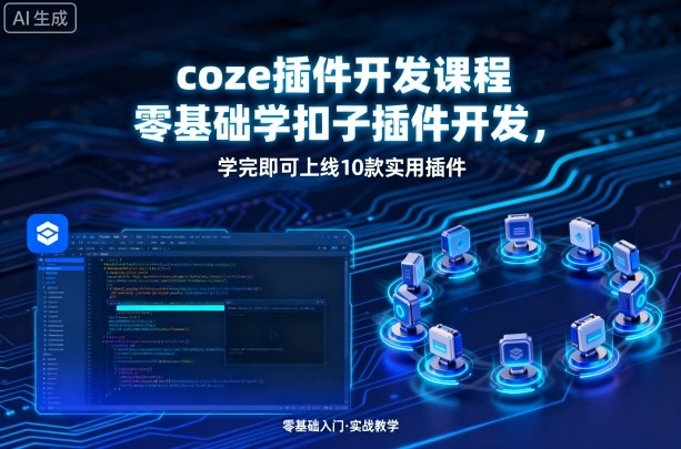 coze插件开发课程，零基础学扣子插件开发，学完即可上线10款实用插件-禾谷轻创网