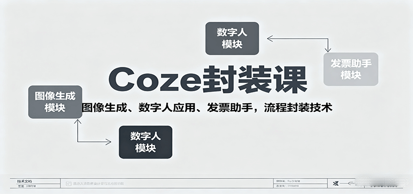Coze封装课，图像生成、数字人应用、发票助手，流程封装技术-禾谷轻创网