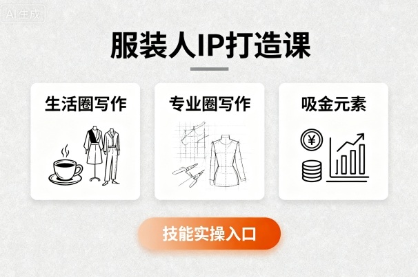 服装人IP打造课，文案创富+生活圈写作+专业圈写作+服装人专属+吸金元素+技能实操-禾谷轻创网