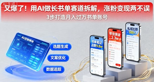 又爆了！用AI做长书单赛道拆解，涨粉变现两不误-禾谷轻创网