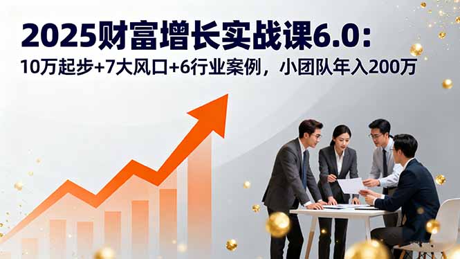 2025财富增长实战课6.0：10万起步+7大风口+6行业案例，小团队年入200万-禾谷轻创网