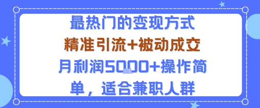 小众赛道玩法：当下最热门的变现方式，精准引流+被动成交月利润5k+操作简单，适合兼职人群-禾谷轻创网