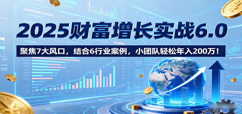 2025财富增长实战6.0，聚焦7大风口，结合6行业案例，小团队轻松年入200万！-禾谷轻创网
