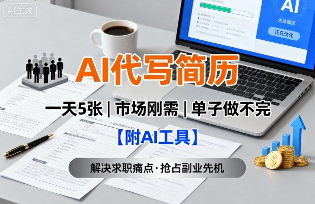 AI代写简历，一天5张，今年找工作难，市场刚需，单子做不完【附AI工具】-禾谷轻创网