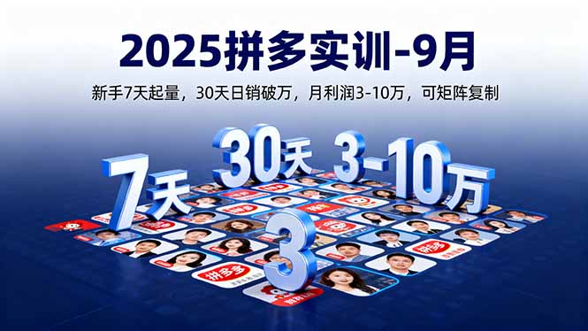 2025拼多多实训-9月：新手7天起量,30天日销破万,月利润3-10万,可矩阵复制-禾谷轻创网
