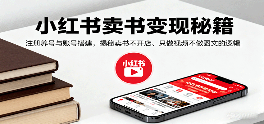 小红书卖书变现秘籍，注册养号与账号搭建，揭秘卖书不开店、只做视频不做图文的逻辑-禾谷轻创网