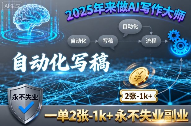 2025年来做AI写作大师，自动化写稿，一单2张-1k+，永不失业副业-禾谷轻创网