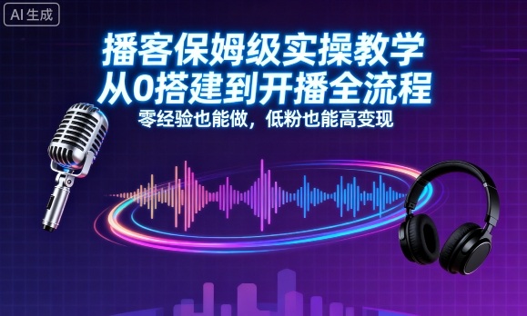 播客保姆级实操教学，从0搭建到开播全流程，零经验也能做，低粉也能高变现-禾谷轻创网