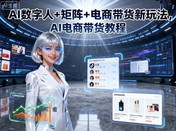 AI数字人+矩阵+电商带货新玩法，AI电商带货教程-禾谷轻创网