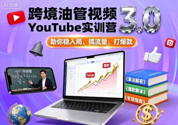 跨境油管视频YouTube实训营3.0，助你稳入局、搞流量、打爆款-禾谷轻创网