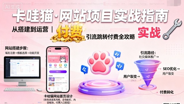 卡哇猫·网站项目，网站搭建与运营以及引流跳转付费-禾谷轻创网