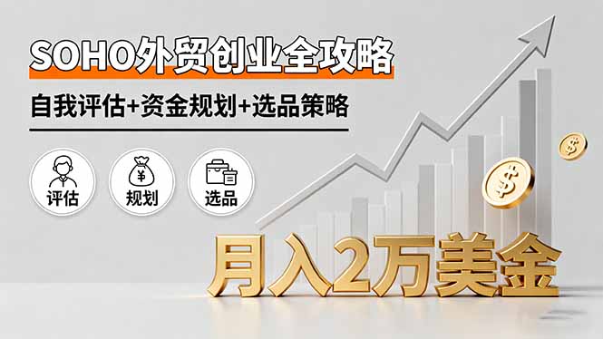 SOHO外贸创业全攻略，自我评估+资金规划+选品策略，月入2万美金-禾谷轻创网