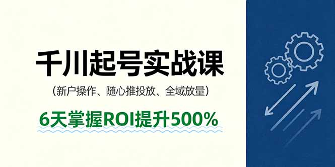 抖音千川起号实战课，新户操作,随心推投放,全域放量，6天掌握ROI提升500%-禾谷轻创网