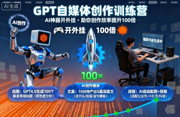 GPT自媒体创作训练营：AI神器开外挂，助你创作效率提升100倍-禾谷轻创网