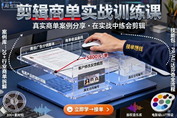 剪辑商单实战训练课，真实商单案例分享，在实战中练会剪辑-禾谷轻创网