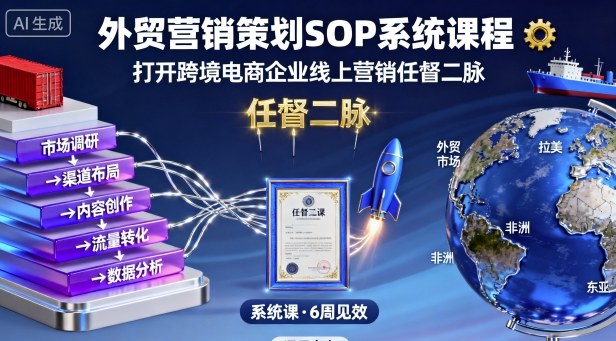 外贸营销策划SOP系统课程，打开跨境电商企业线上营销任督二脉-禾谷轻创网