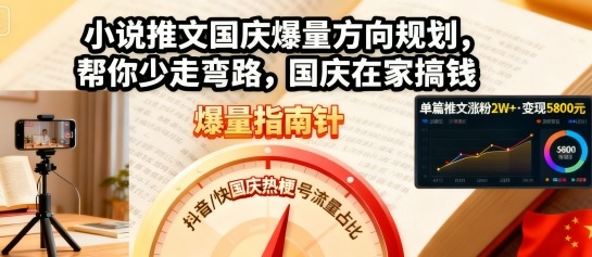 小说推文国庆爆量方向规划，帮你少走弯路，国庆在家搞钱-禾谷轻创网