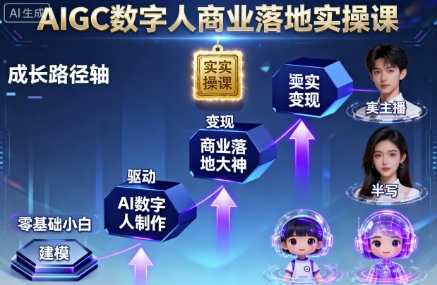 AIGC数字人商业落地实操课，从零基础小白到AI数字人大神-禾谷轻创网