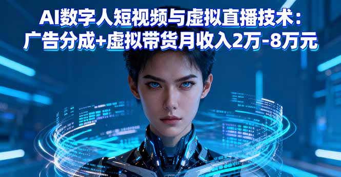 AI数字人短视频与虚拟直播技术：广告分成+虚拟带货月收入2万-8万元-禾谷轻创网