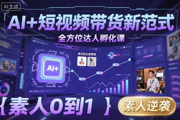 AI+短视频带货新范式全方位达人孵化课，素人也可以从0到1，全方位认知短视频带货-禾谷轻创网