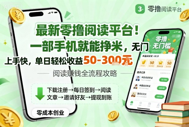 最新零撸阅读平台！一部手机就能挣米，无门槛上手快，单日轻松收益50-3张【揭秘】-禾谷轻创网