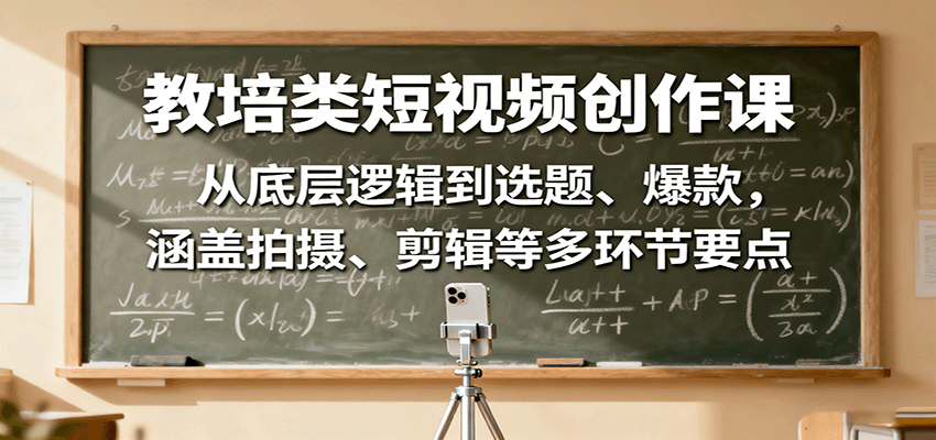 教培类短视频创作课：从底层逻辑到选题、爆款，涵盖拍摄、剪辑等多环节要点-禾谷轻创网
