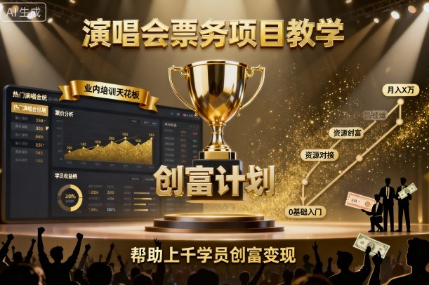演唱会票务项目教学，业内培训天花板，帮助上千学员创富变现(更新)-禾谷轻创网