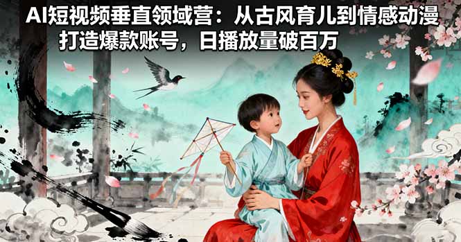 AI短视频垂直领域营：从古风育儿到情感动漫，打造爆款账号,日播放量破百万-禾谷轻创网