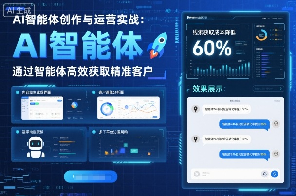 AI智能体创作与运营实战，实体门店通过智能体高效获取精准客户-禾谷轻创网