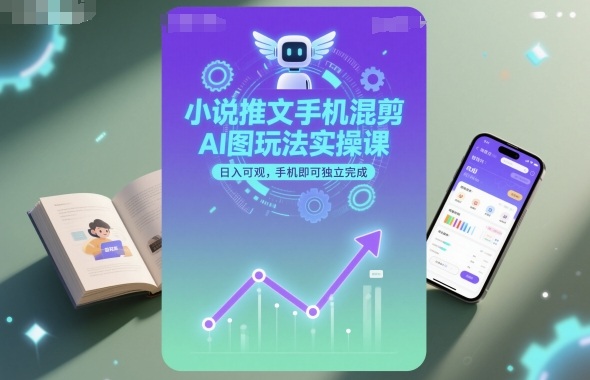 小说推文手机混剪AI图玩法实操课，日入可观，手机即可独立完成-禾谷轻创网