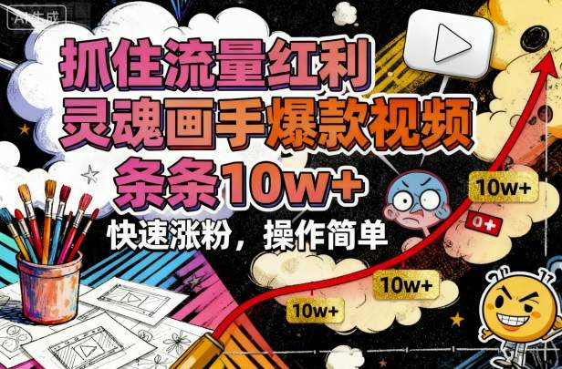 抓住流量红利，灵魂画手爆款视频，条条10w+，快速涨粉，操作简单-禾谷轻创网