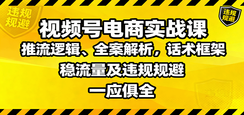 视频号电商实战课：推流逻辑、全案解析，话术框架，稳流量及违规规避等-禾谷轻创网