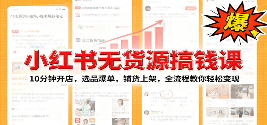 小红书无货源爆单课：10分钟开店，选品爆单，铺货上架，全流程教你轻松变现-禾谷轻创网