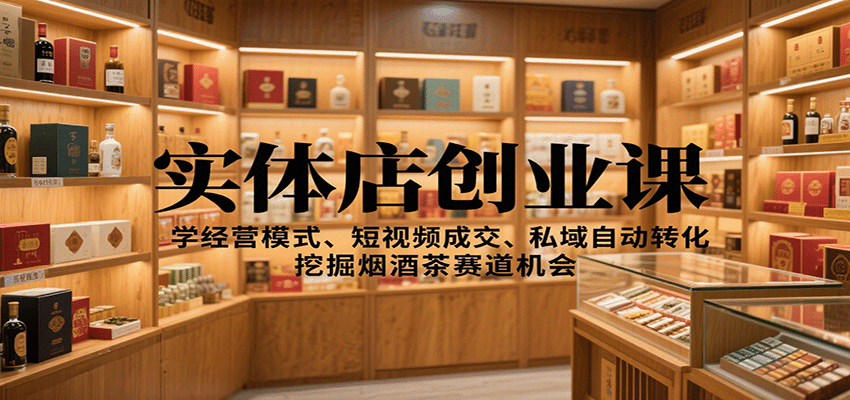 实体店创业课：学经营模式、短视频成交、私域自动转化，挖掘烟酒茶赛道机会-禾谷轻创网