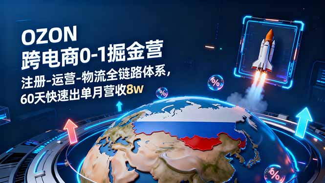 OZON跨境电商0-1掘金营：注册-运营-物流全链路体系，60天快速出单月营收8w-禾谷轻创网